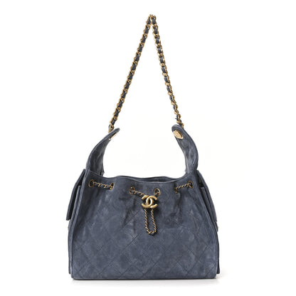 Chanel Suede Quilted Small Chanel 25 Handbag Blue 1 of 11