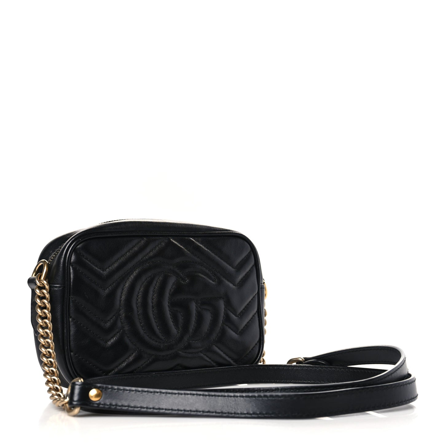 Calfskin Matelasse Mini GG Marmont Chain Shoulder Bag Black