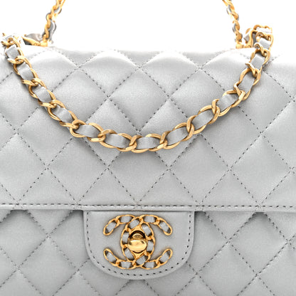 Chanel Metallic Lambskin Quilted Small Strass On Top Flap Silvery 8 of 11