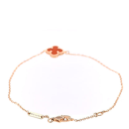 Van Cleef & Arpels 18K Rose Gold Carnelian Sweet Alhambra Bracelet 3 of 7