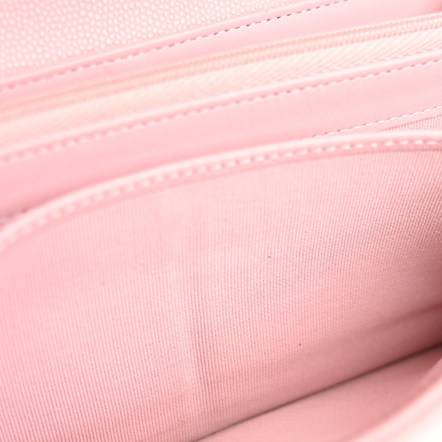 Caviar Quilted Large Gusset Flap Wallet Light Pink