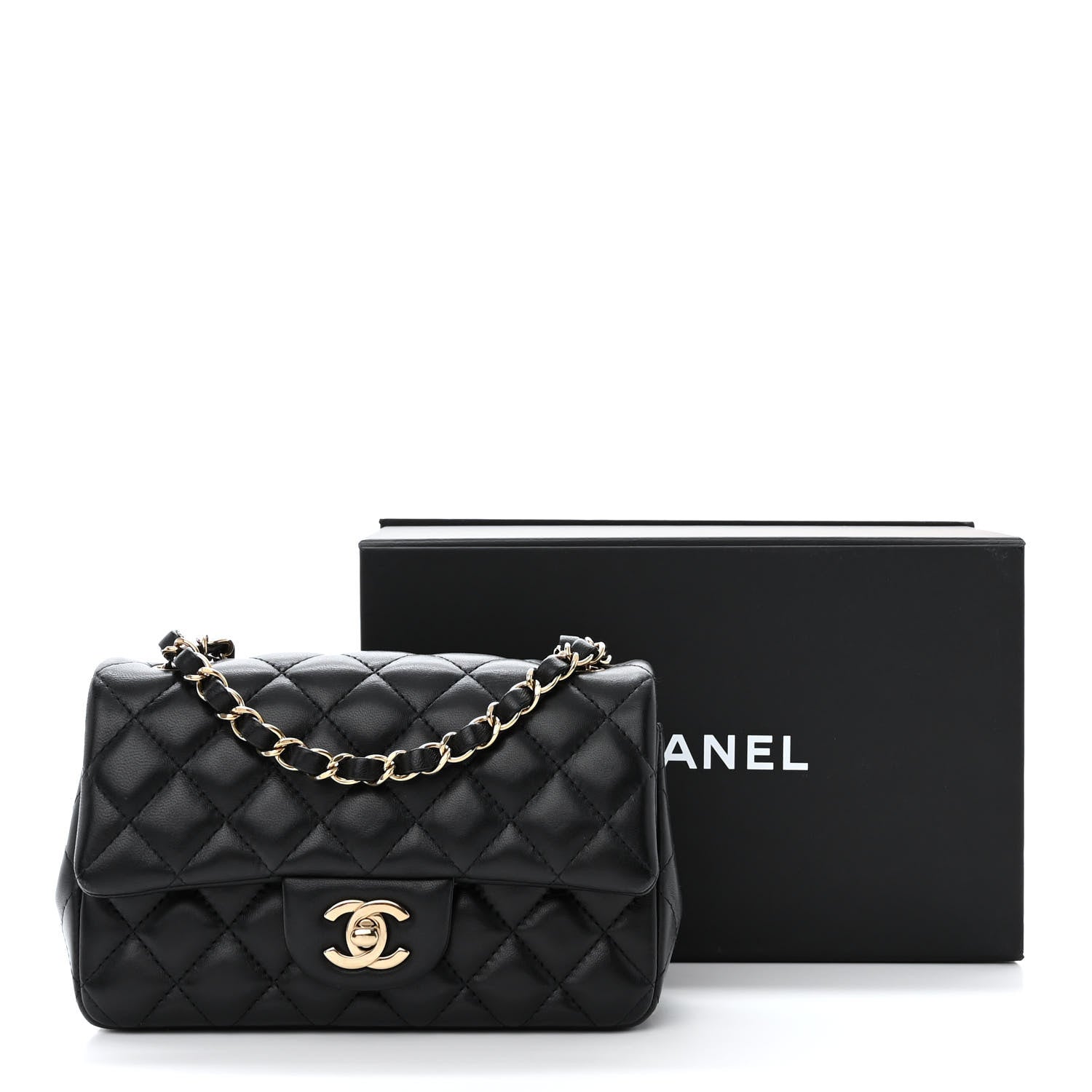 Chanel Lambskin Quilted Mini Rectangular Flap Black 12 of 12