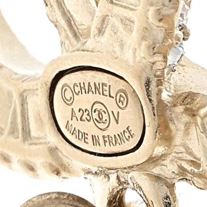 Chanel Crystal Pearl CC Drop Earrings Gold 4 of 4