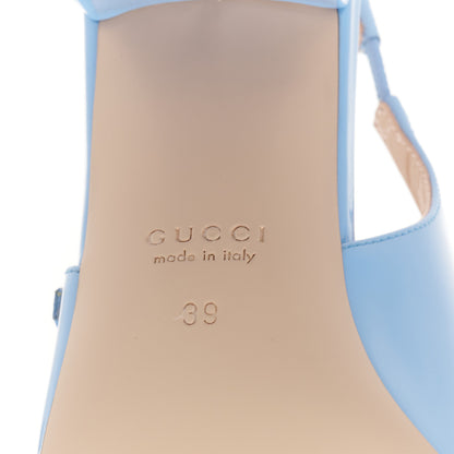 Gucci Vernice Crystal Horsebit Charlotte 42mm Slingback Pumps 39 Glacial Blue 7 of 10