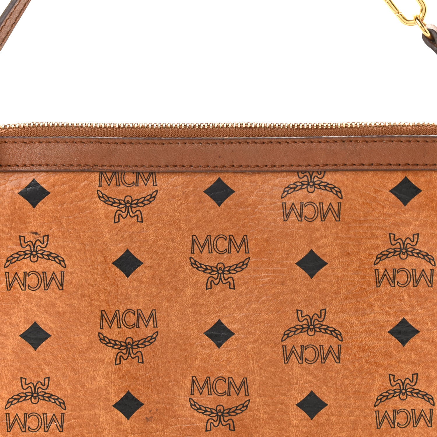 MCM Visetos Liz Shopper Tote Pouch Cognac 8 of 10