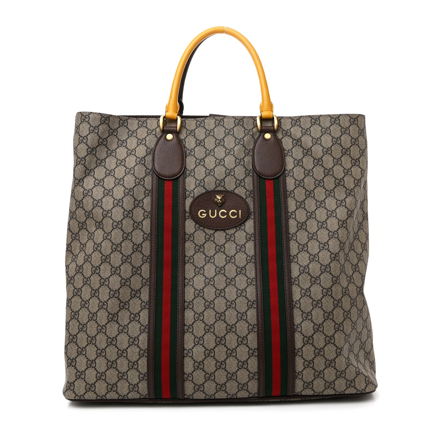 Gucci GG Supreme Monogram Web Neo Vintage Tote Beige New Acero Crop 1 of 11