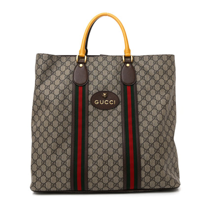 Gucci GG Supreme Monogram Web Neo Vintage Tote Beige New Acero Crop 1 of 11