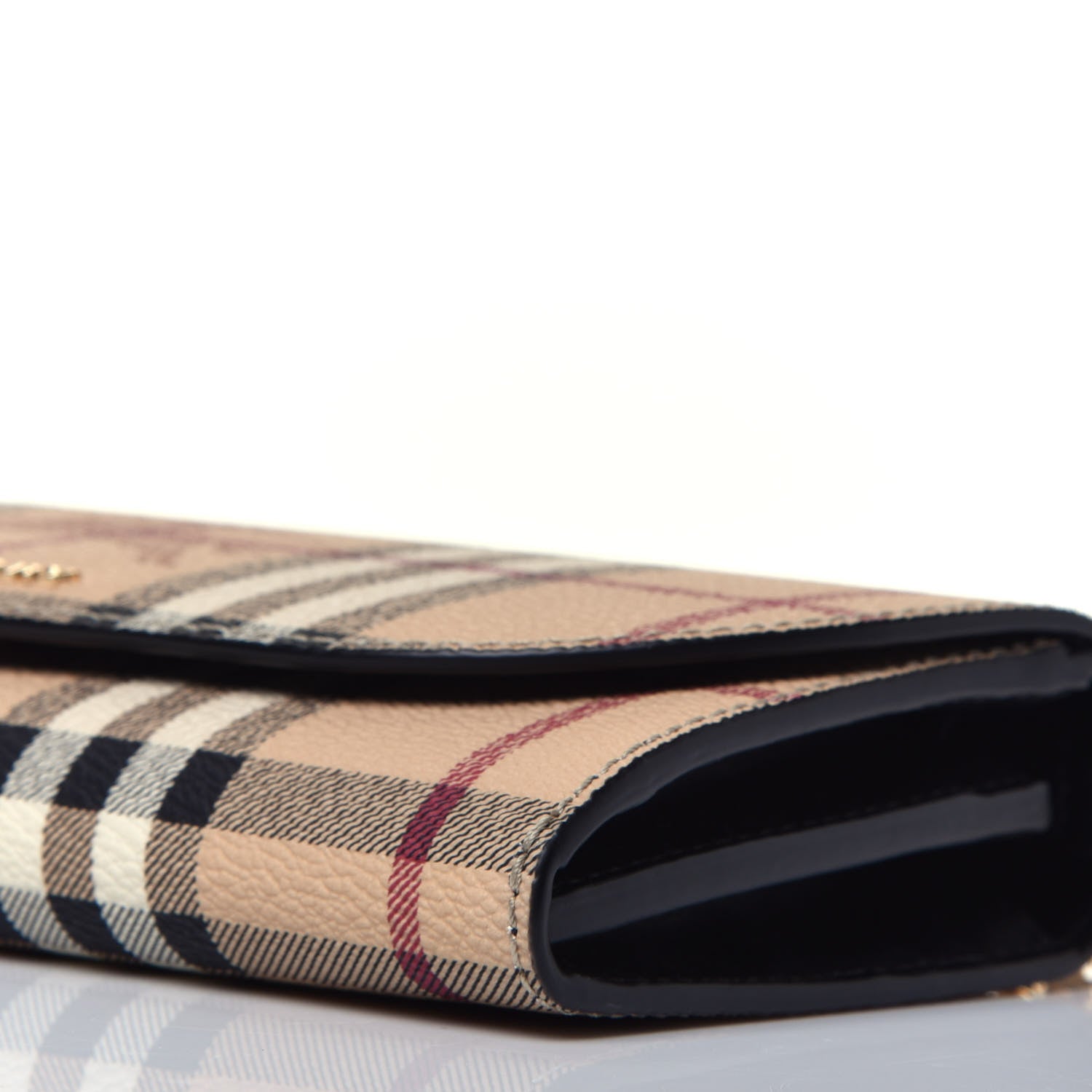 Burberry Haymarket Check Henley Wallet On Chain Black 9 of 10