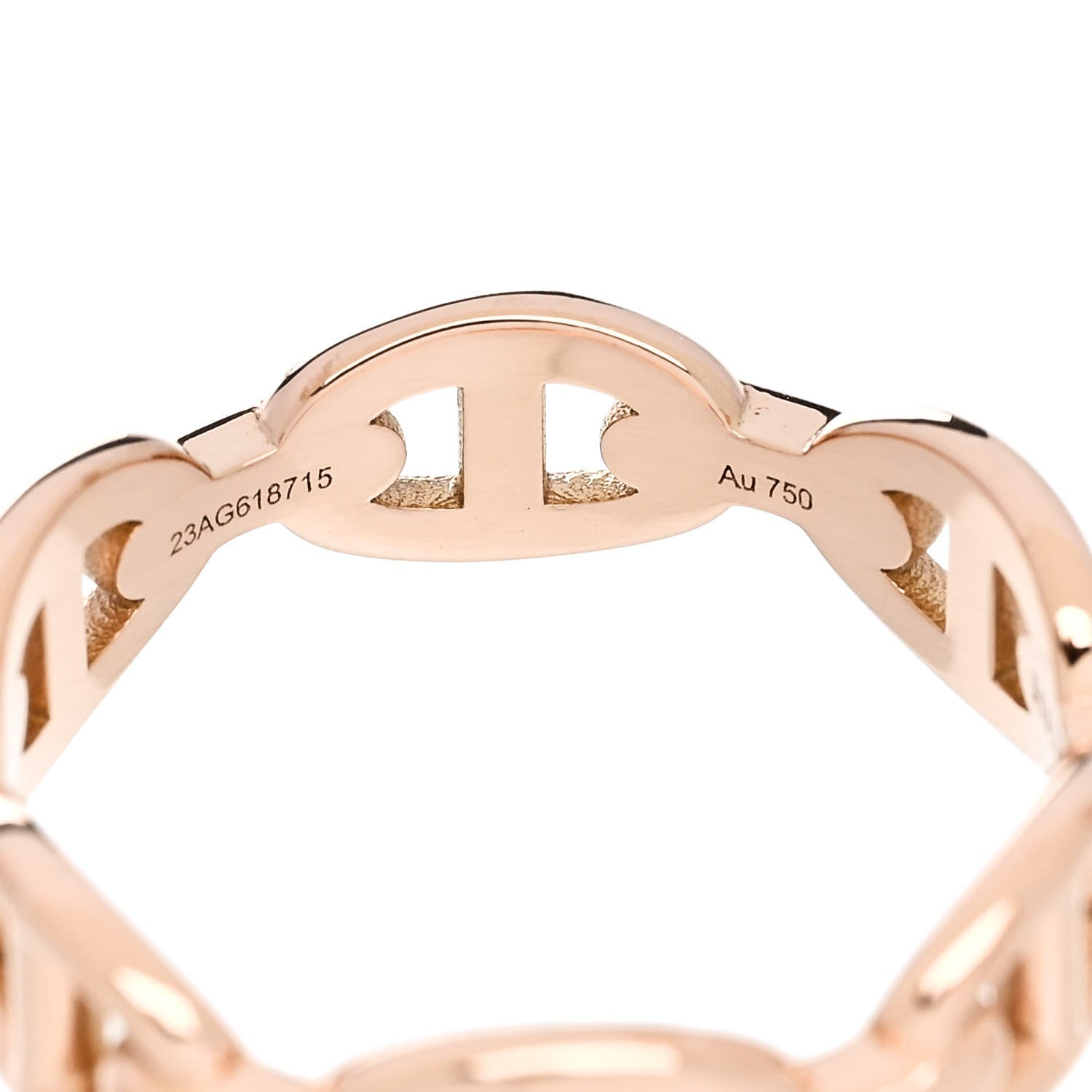 Hermes 18K Rose Gold PM Chaine d'Ancre Enchainee Ring 56 7.5 6 of 7