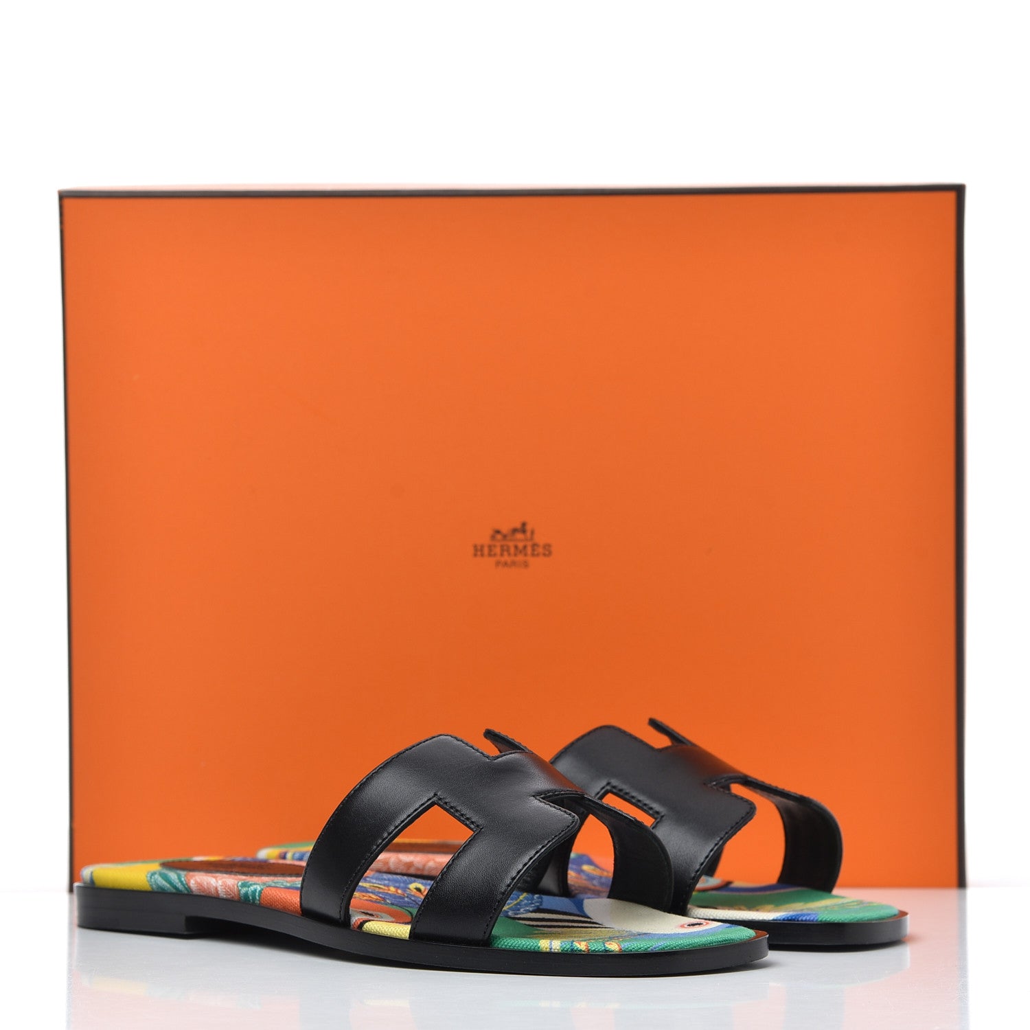 Hermes Box Calfskin Oran Sandals 35.5 Black 9 of 9