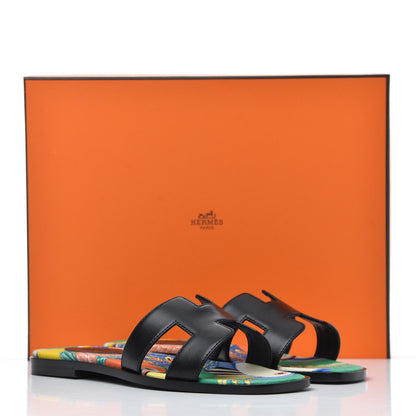 Hermes Box Calfskin Oran Sandals 35.5 Black 9 of 9