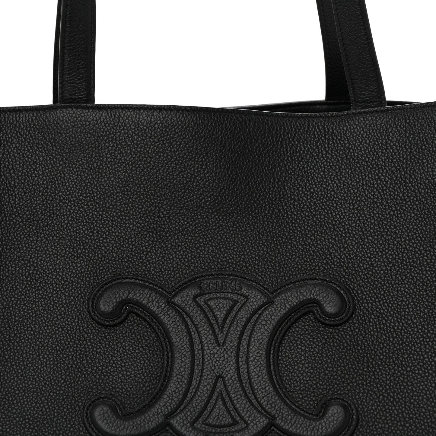 Grained Calfskin Triomphe Medium Cabas Anais Black