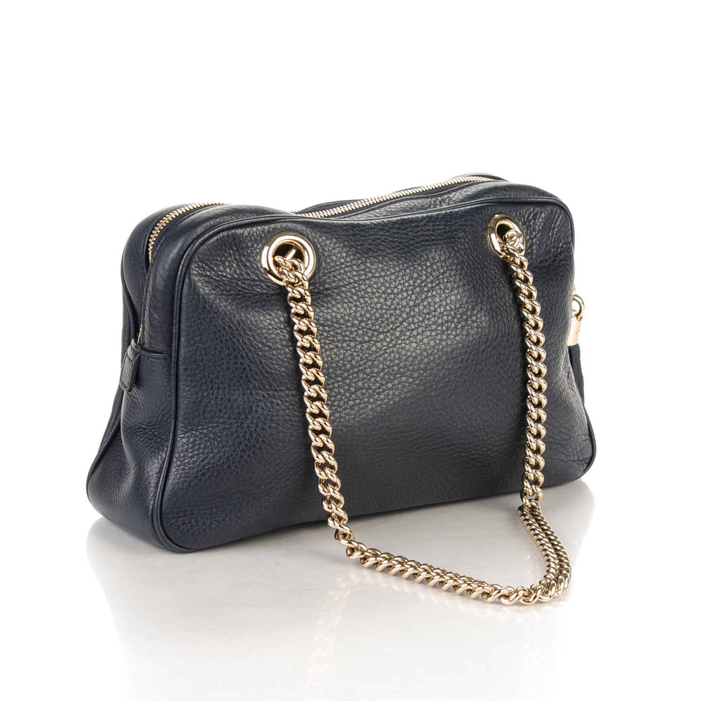 Pebbled Calfskin Small Soho Bowler Blue