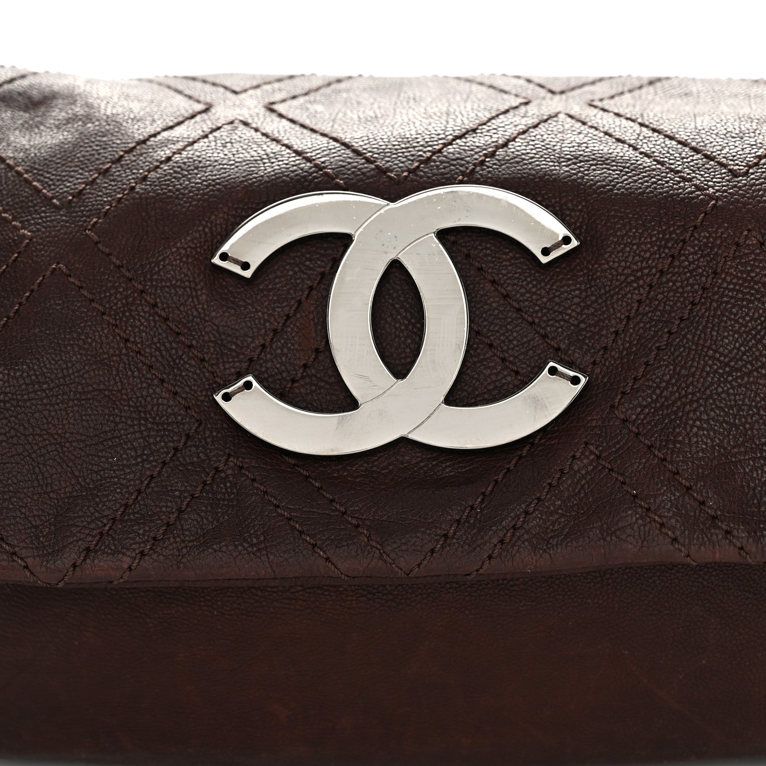 Chanel Calfskin Diamond Stitch Accordion Flap Brown 8 of 10