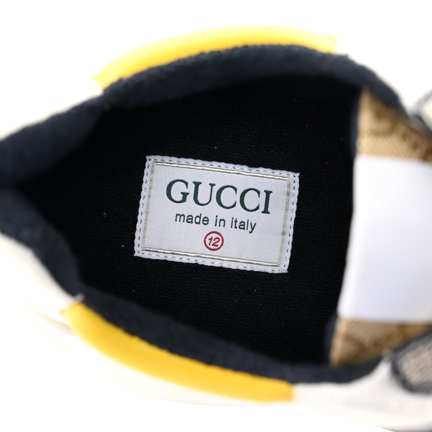 Gucci GG Supreme Monogram Mix Monogram Mens Rhyton Sneakers 12 London Blue Beige Sun Yellow 7 of 8