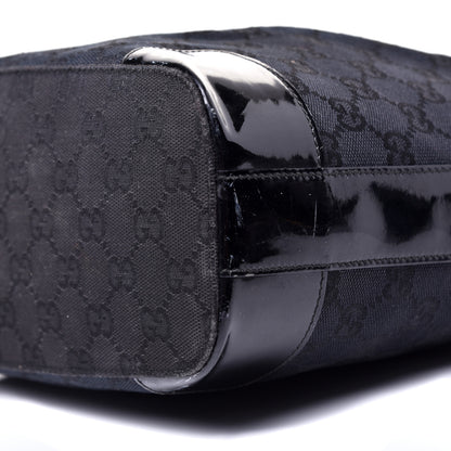 Gucci Canvas Patent Monogram Shoulder Bag Black 7 of 13