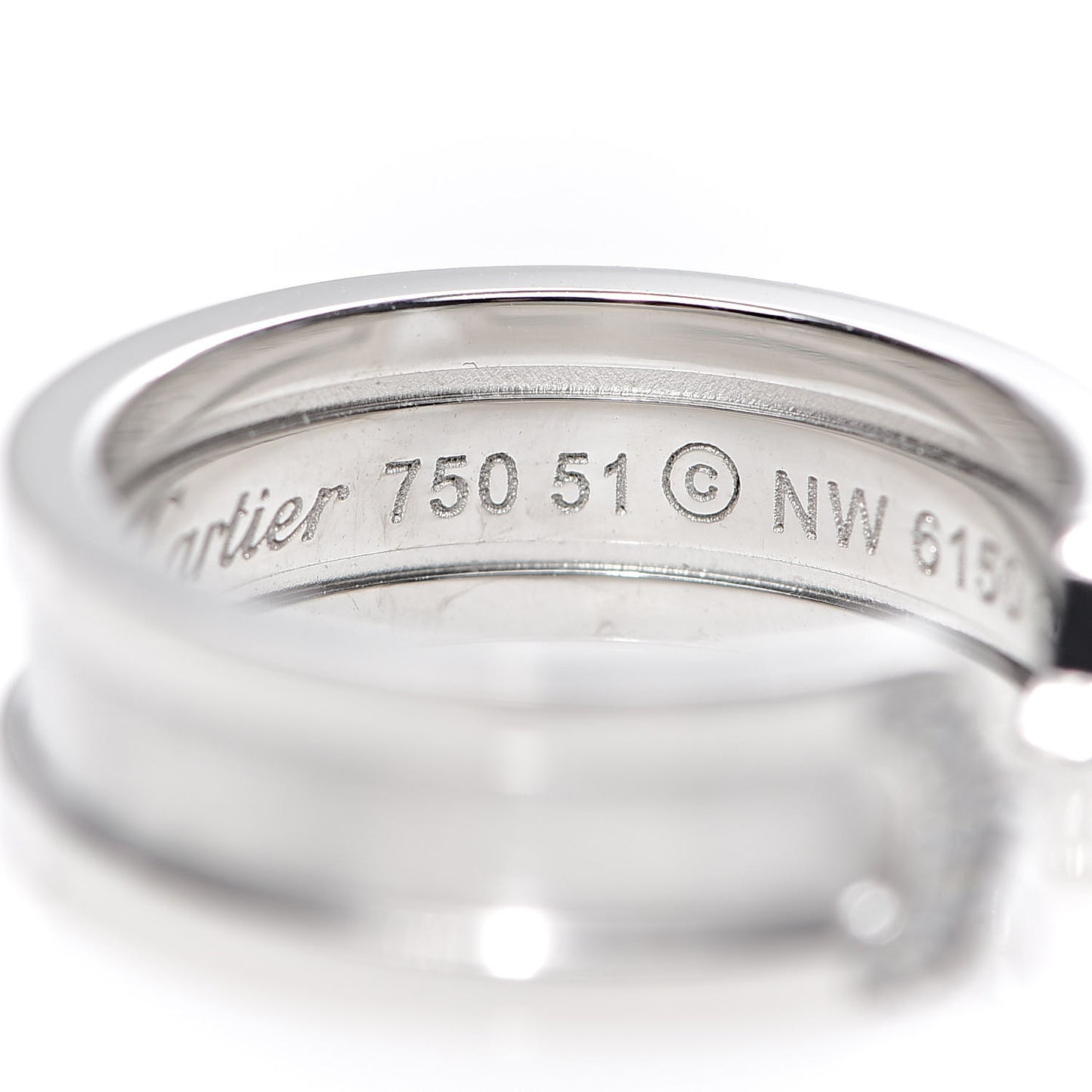 18K White Gold Diamond 6.5mm Logo De Ring 51 5.75