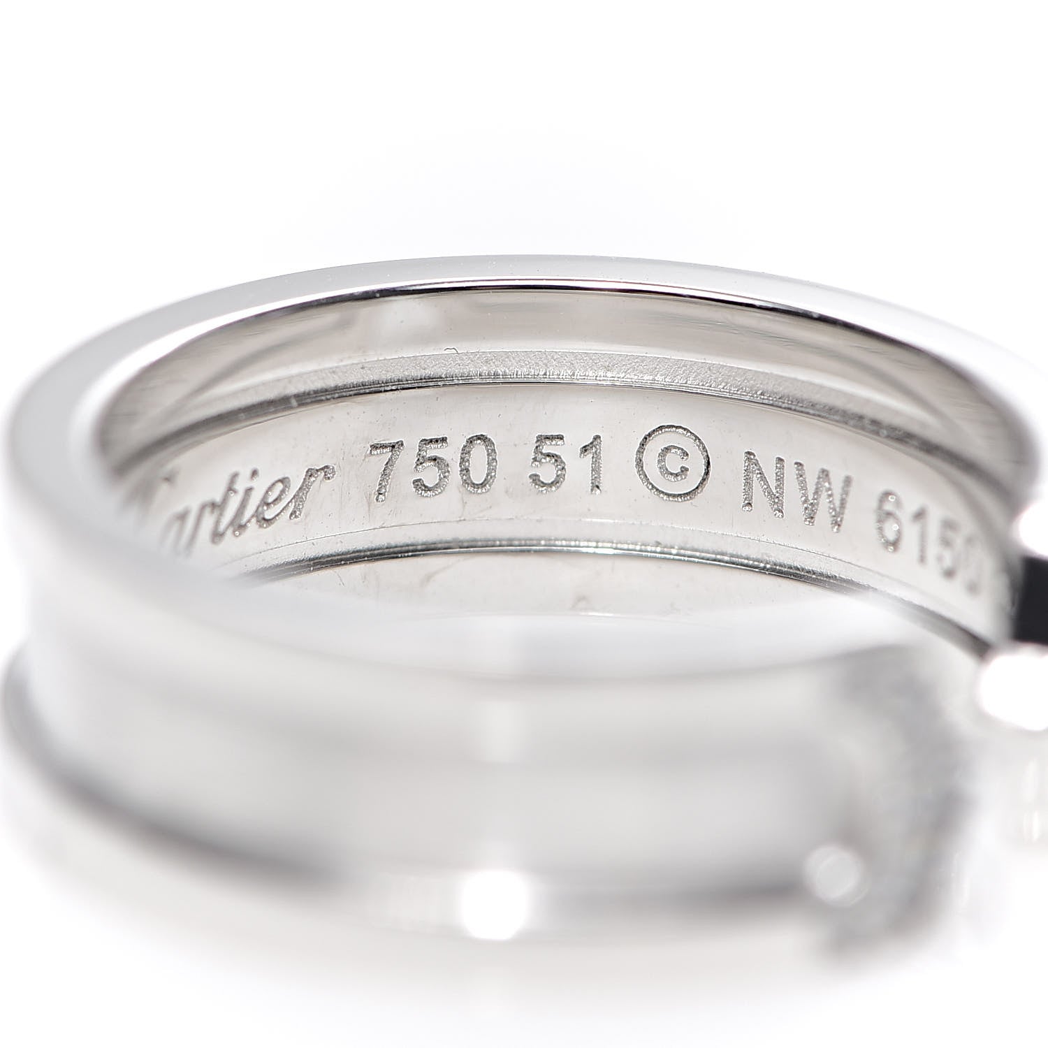 Cartier 18K White Gold Diamond 6.5mm Logo De Ring 51 5.75 4 of 6