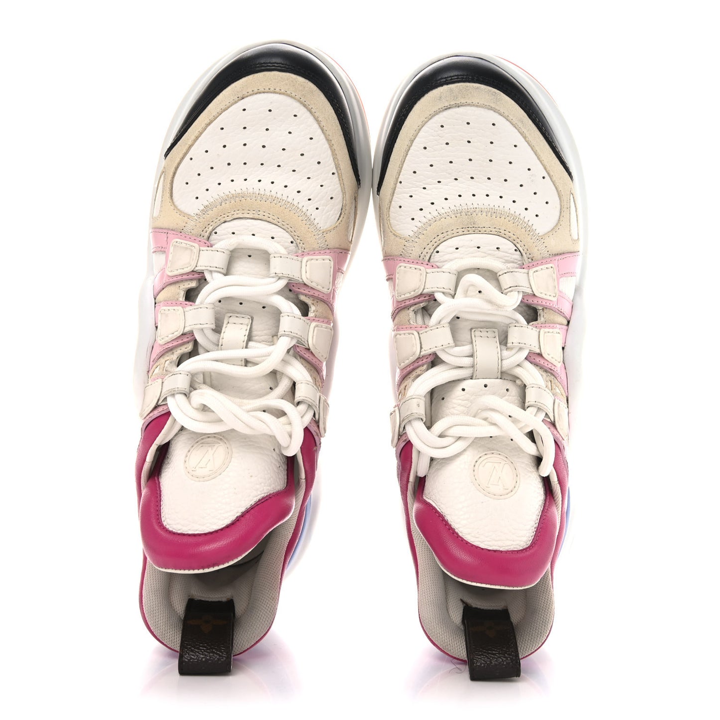 Calfskin Technical Nylon LV Archlight Sneakers 37.5 White Pink Blue