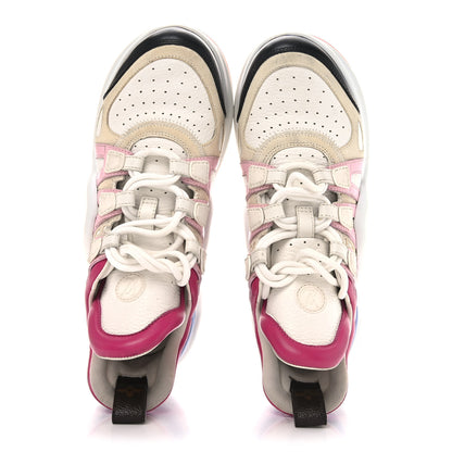 Louis Vuitton Calfskin Technical Nylon LV Archlight Sneakers 37.5 White Pink Blue 2 of 8