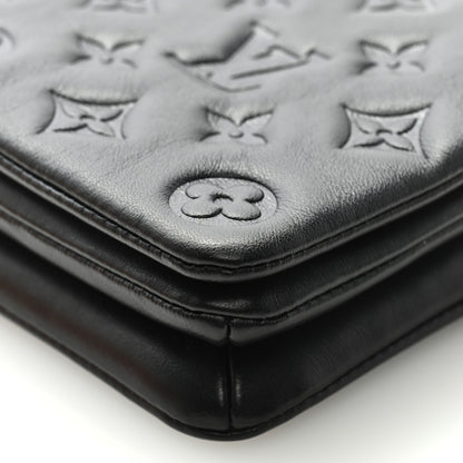 Louis Vuitton Lambskin Embossed Monogram Pochette Coussin Black 8 of 9