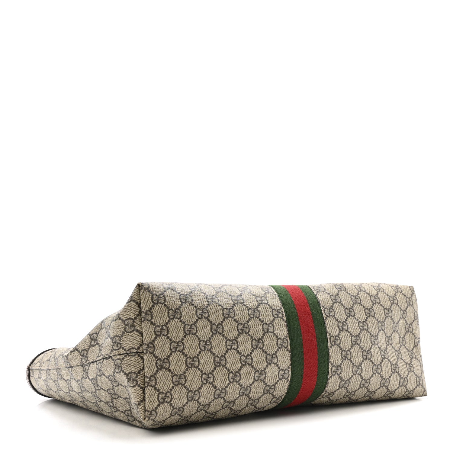 Gucci GG Supreme Monogram Textured Calfskin Web Medium Ophidia Shopping Tote Beige Ebony New Acero 4 of 12