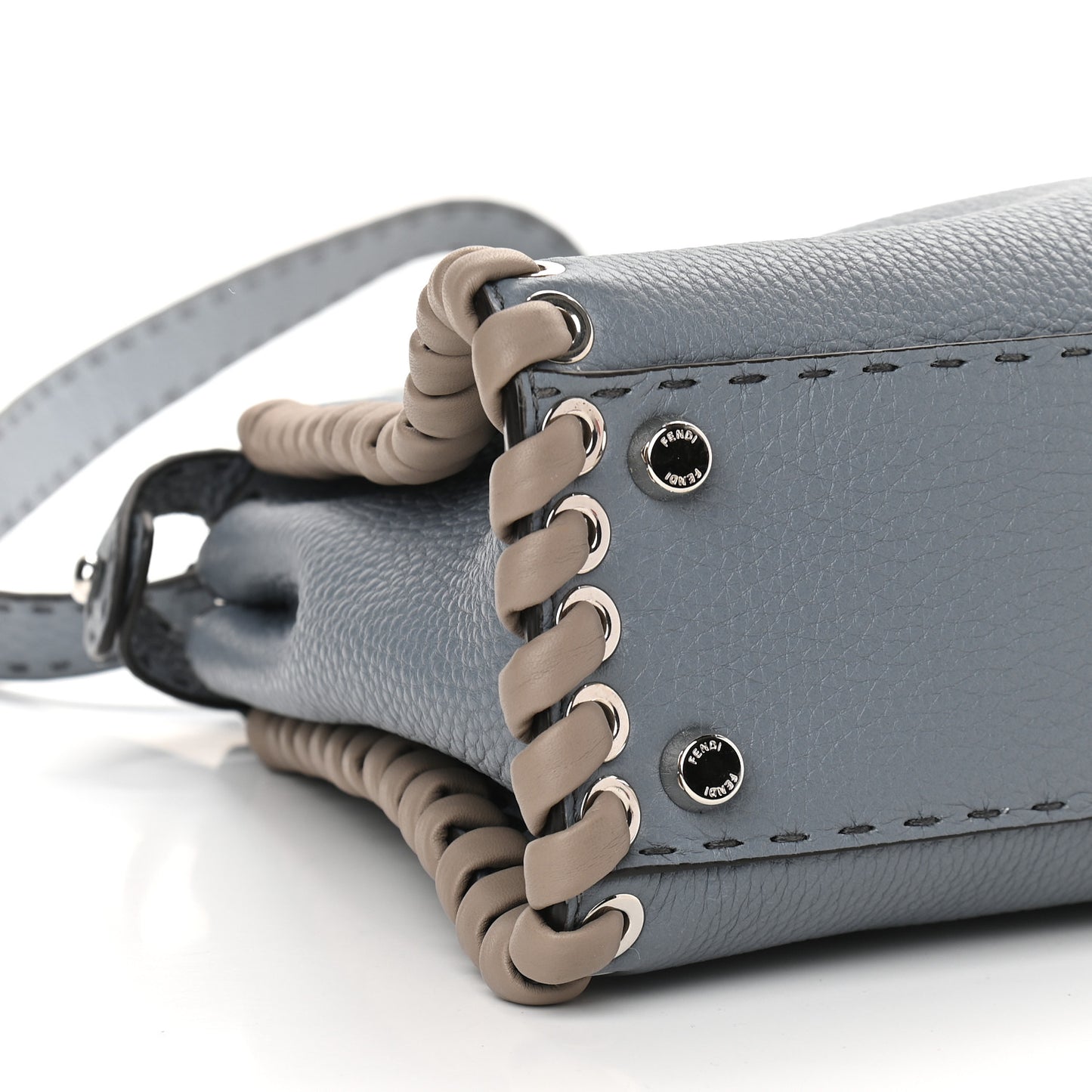Cuoio Romano Selleria Vitello Dolce Lace Up Medium Peekaboo Iconic Satchel Nube Corda Tortora