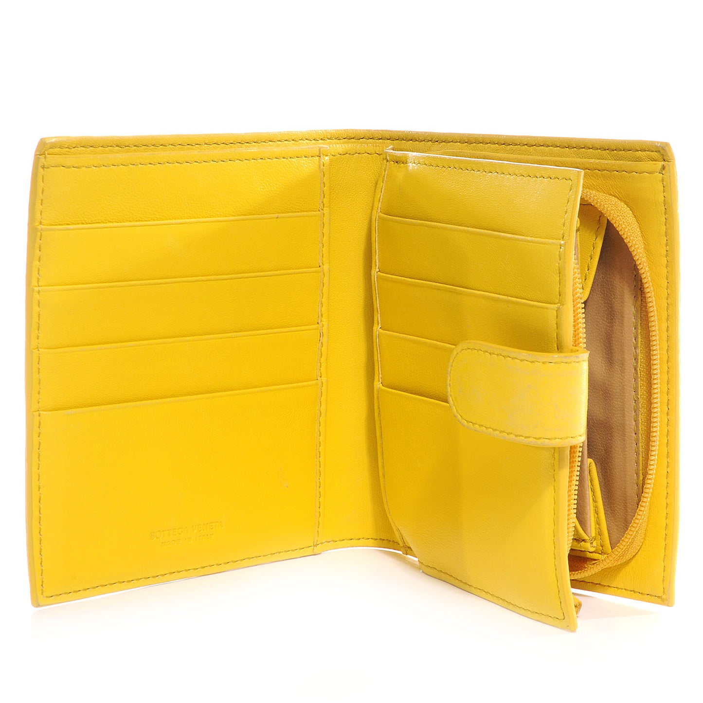 Nappa Intrecciato French Compact Wallet Yellow