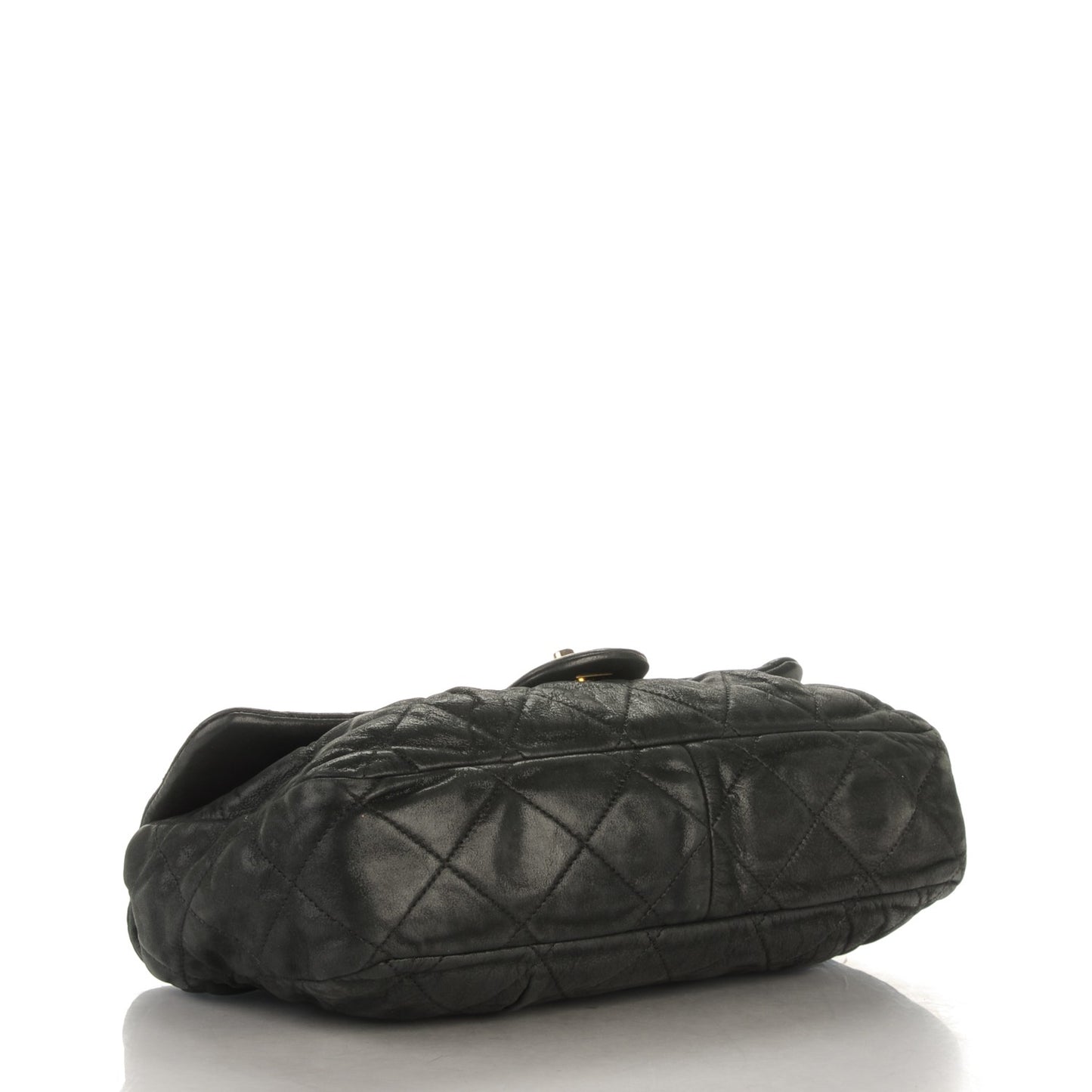 Iridescent Calfskin Large Chic Quilt Flap Black