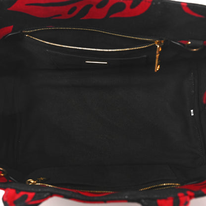 Prada Canapa Hibiscus Tote Black Rosso 5 of 8