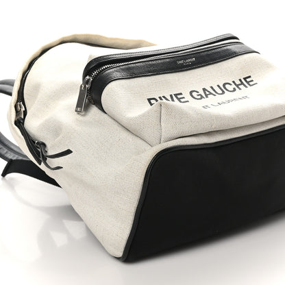 Saint Laurent Canvas Rive Gauche City Backpack White Black 9 of 10
