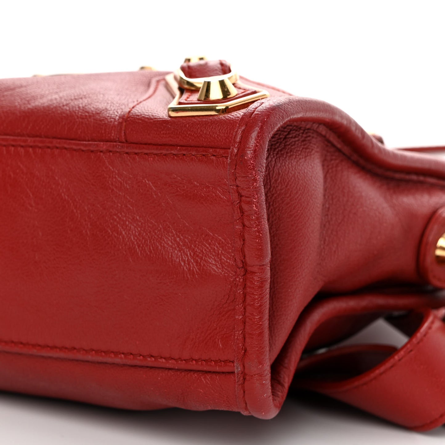 Chevre Gold Metallic Edge Hardware Mini City Rouge Brique Rouge Grenade