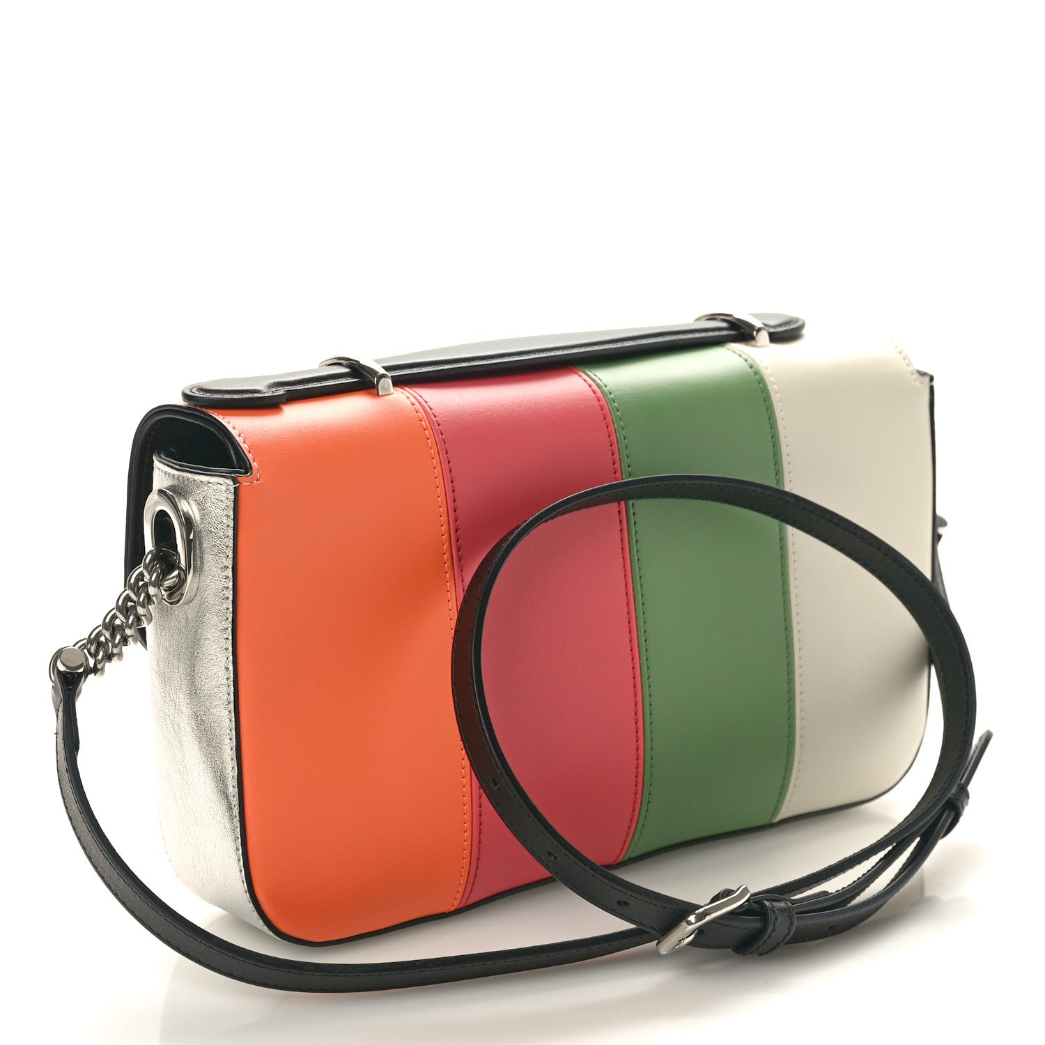 Gucci Senna Calfskin Petite GG Top Handle Shoulder Bag Mystic White Silver Multicolor 4 of 12