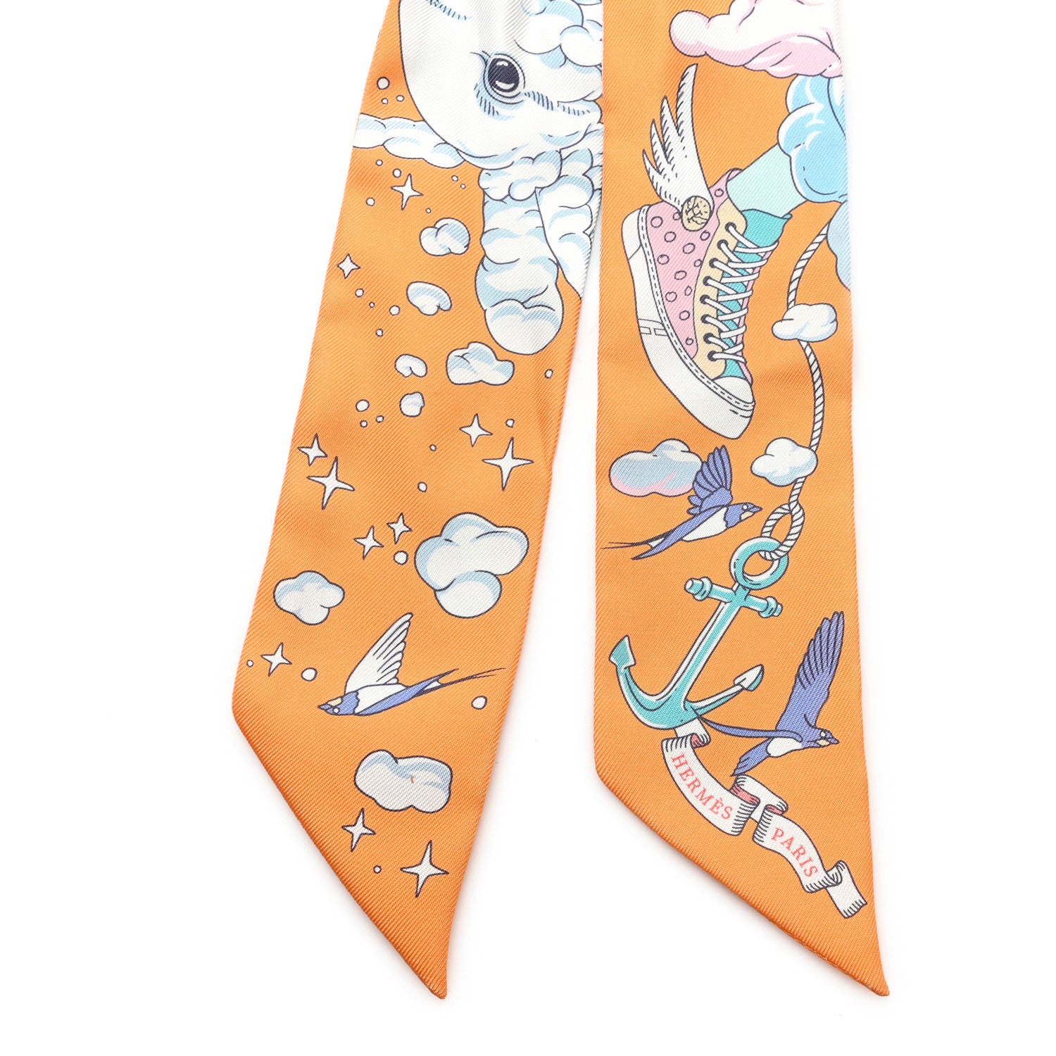 Hermes Silk Sur Mon Nuage Twilly Abricot Bleu Multicolor 2 of 3