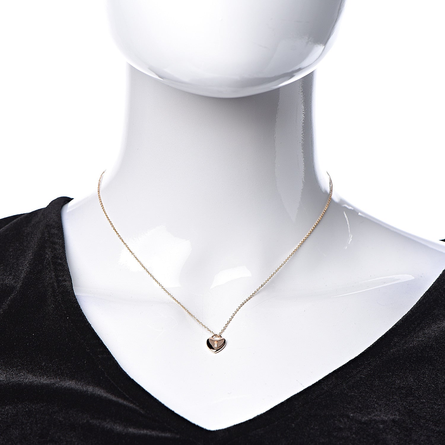 Tiffany 18K Rose Gold Mini Heart Lock Pendant Necklace 2 of 7