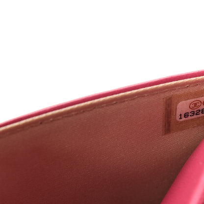 Chanel Lambskin Camellia Embossed Wallet On Chain WOC Pink 9 of 11
