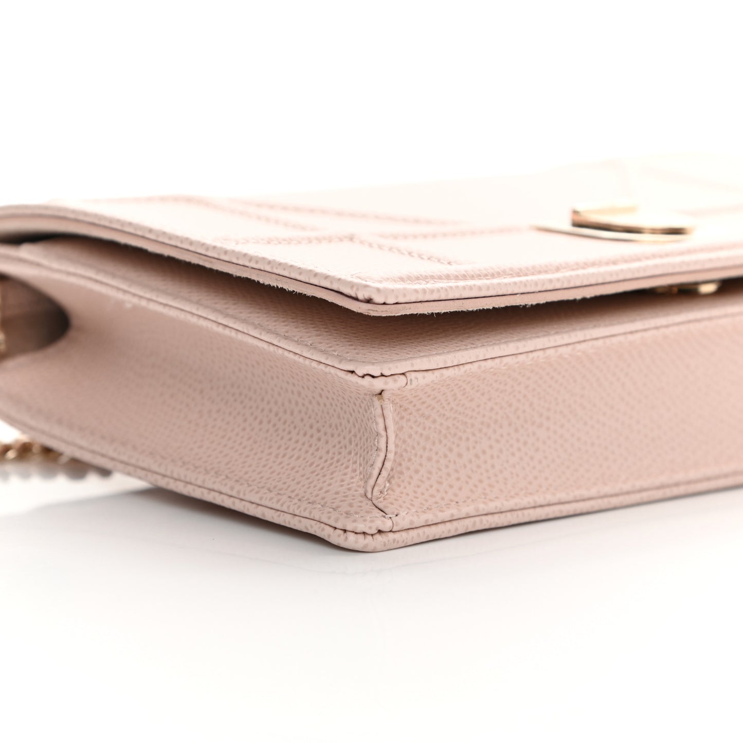 Grained Calfskin Diorama Wallet on Chain Pouch Nude