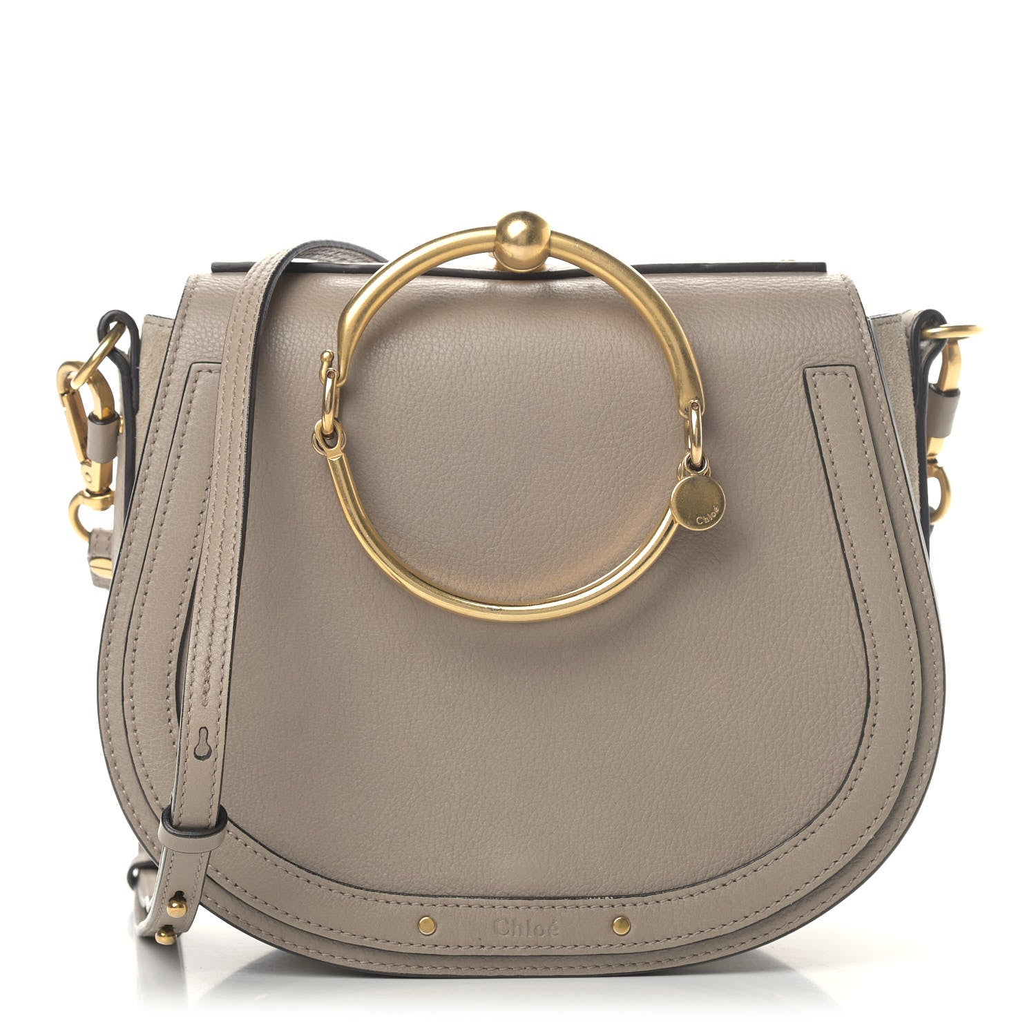 Chloe Calfskin Suede Medium Nile Bracelet Bag Motty Grey 1 of 8