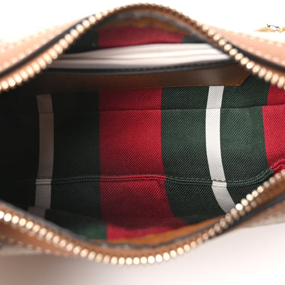 Gucci GG Supreme Monogram Textured Calfskin Small Emblem Shoulder Bag Beige Dark Brown 5 of 10
