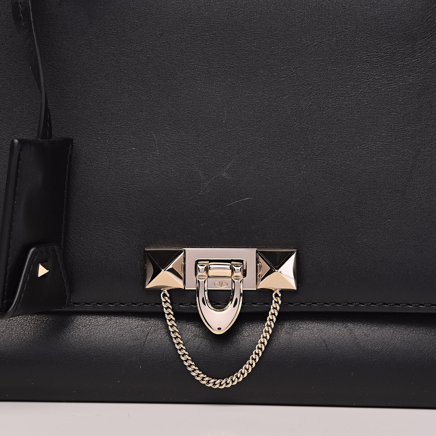 Valentino Garavani Calfskin Rockstud Medium Demilune Double Handle Satchel Black 23 of 23