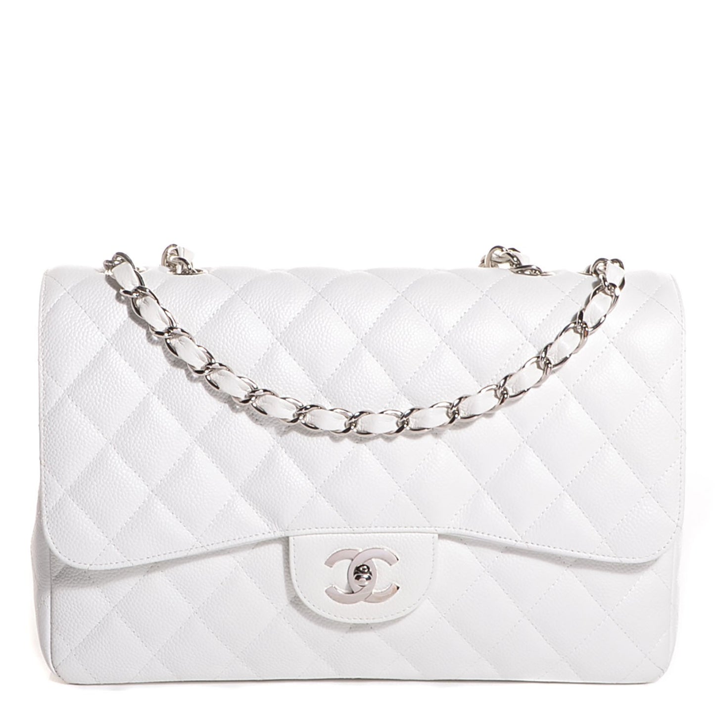 Caviar Quilted Jumbo Single Flap White