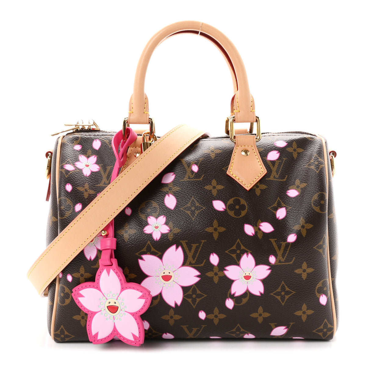 LV X TM Monogram Cherry Blossom Speedy Bandouliere 25 Sakura Brown