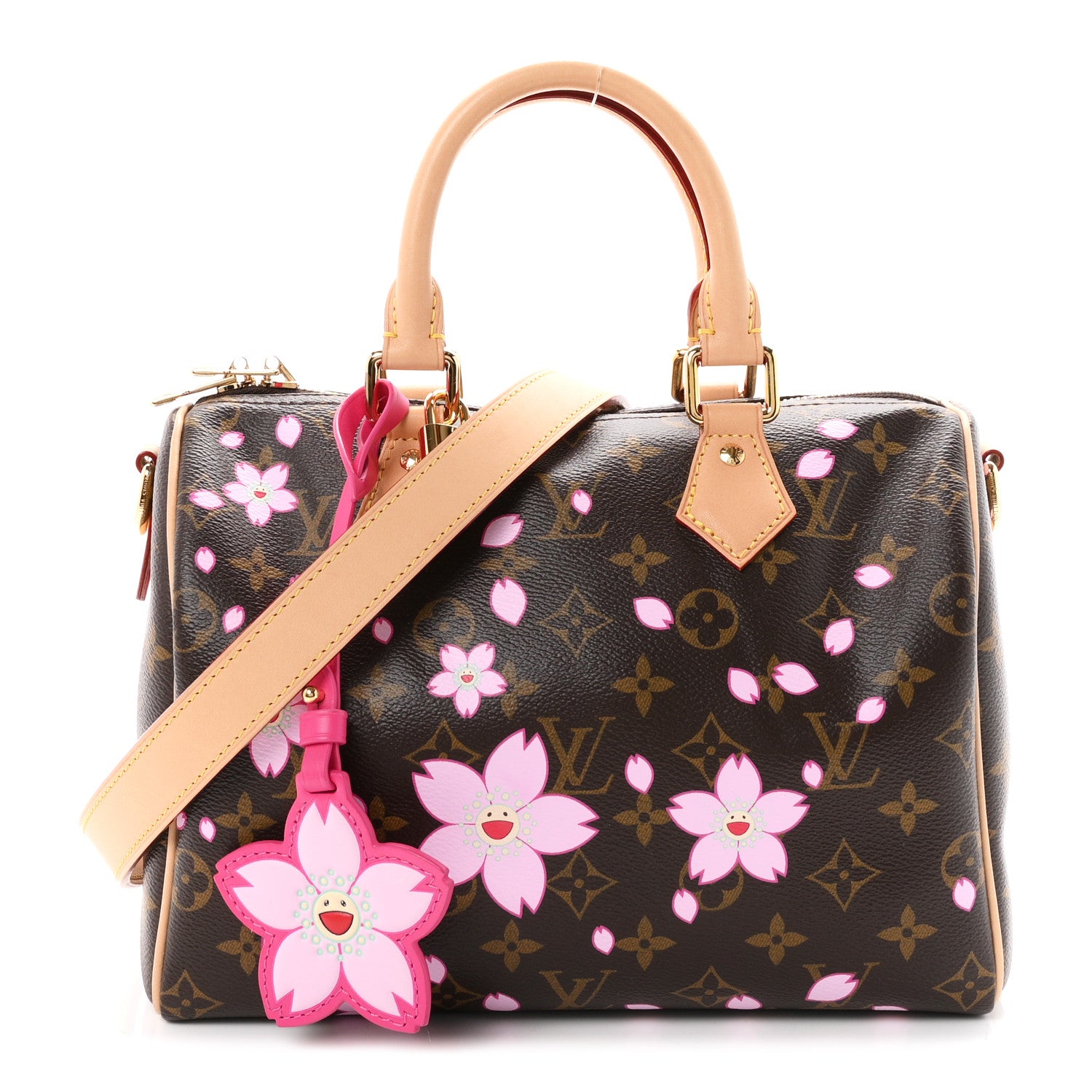 Louis Vuitton LV X TM Monogram Cherry Blossom Speedy Bandouliere 25 Sakura Brown 1 of 9