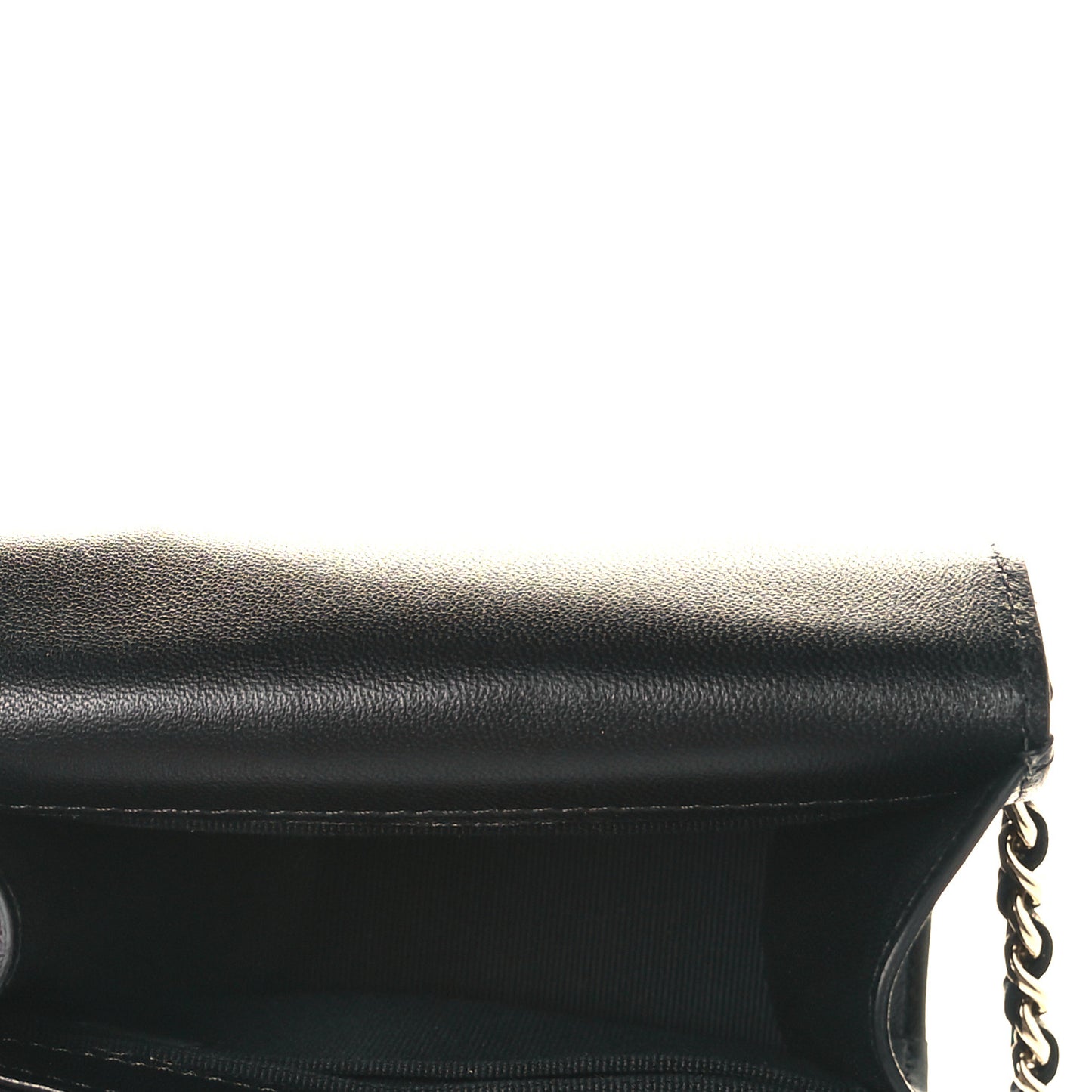 Lambskin Quilted Top Handle Flap Clutch With Chain Black