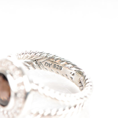 David Yurman Sterling Silver Diamond Smoky Quartz 8mm Petite Cerise Ring 48 4.5 5 of 5