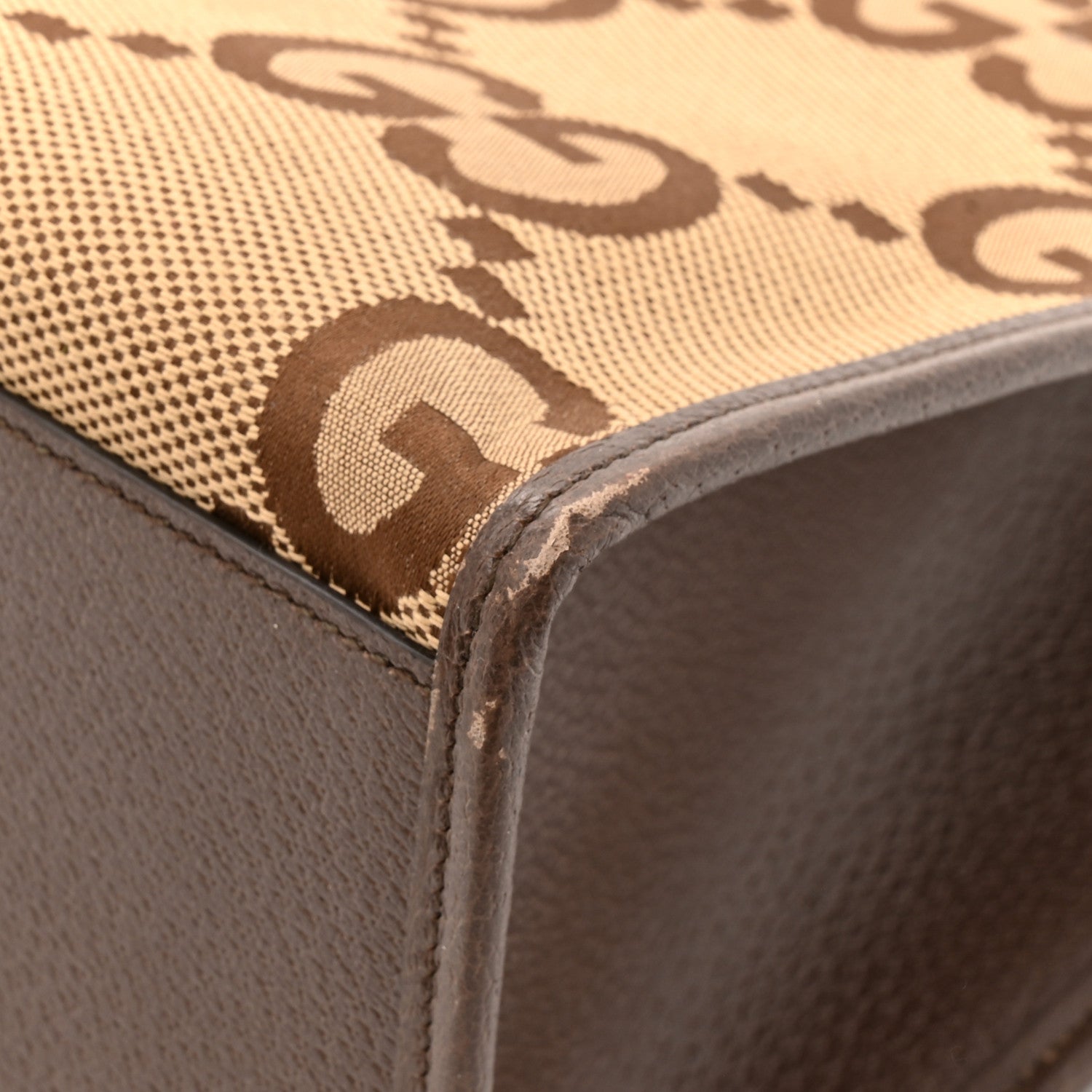 Gucci Monogram Jumbo GG Textured Dollar Calfskin Web Tote Bag Camel Ebony New Acero 11 of 16