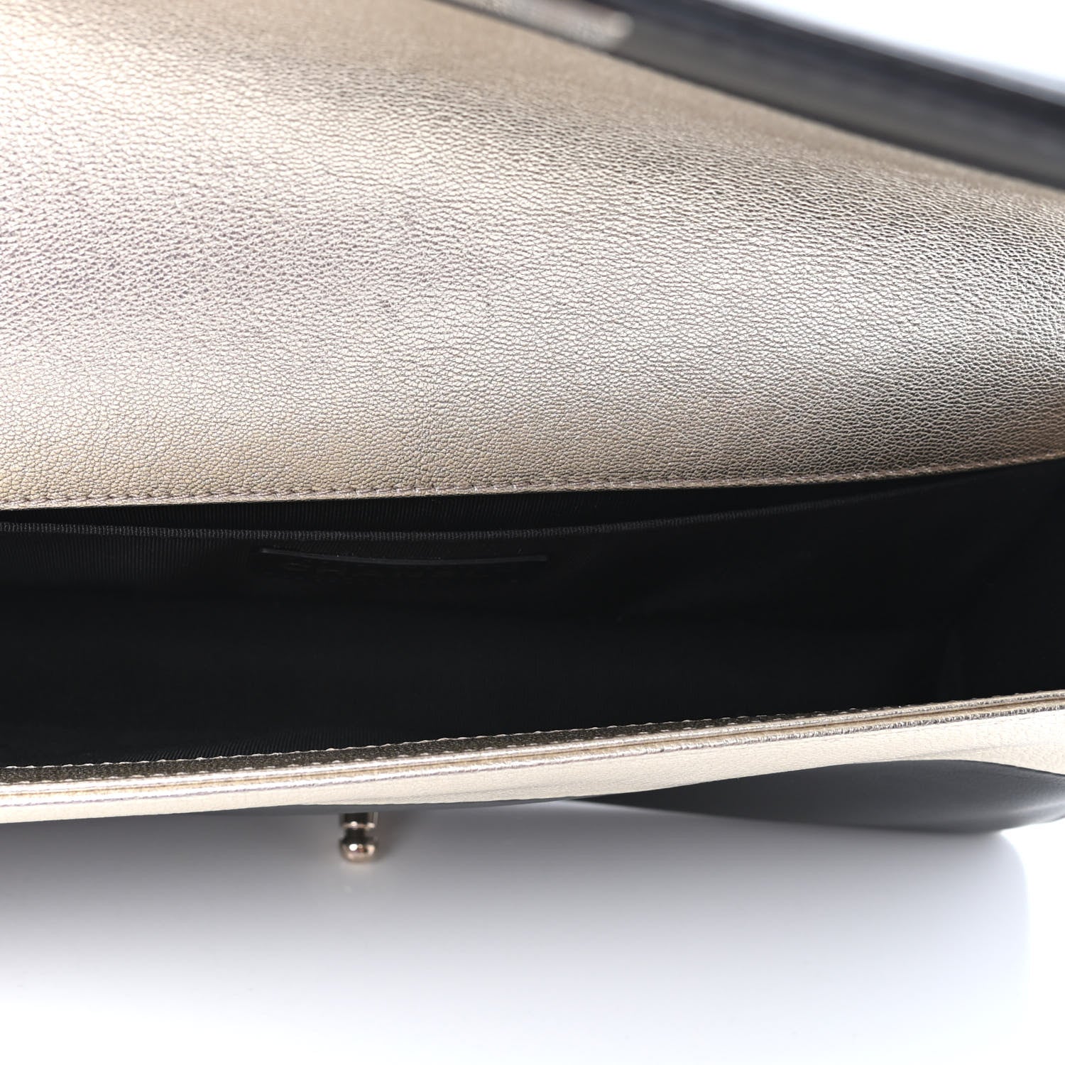 Chanel Metallic Goatskin Calfskin Boy Flap Clutch Gold Black 5 of 8