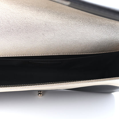 Chanel Metallic Goatskin Calfskin Boy Flap Clutch Gold Black 5 of 8