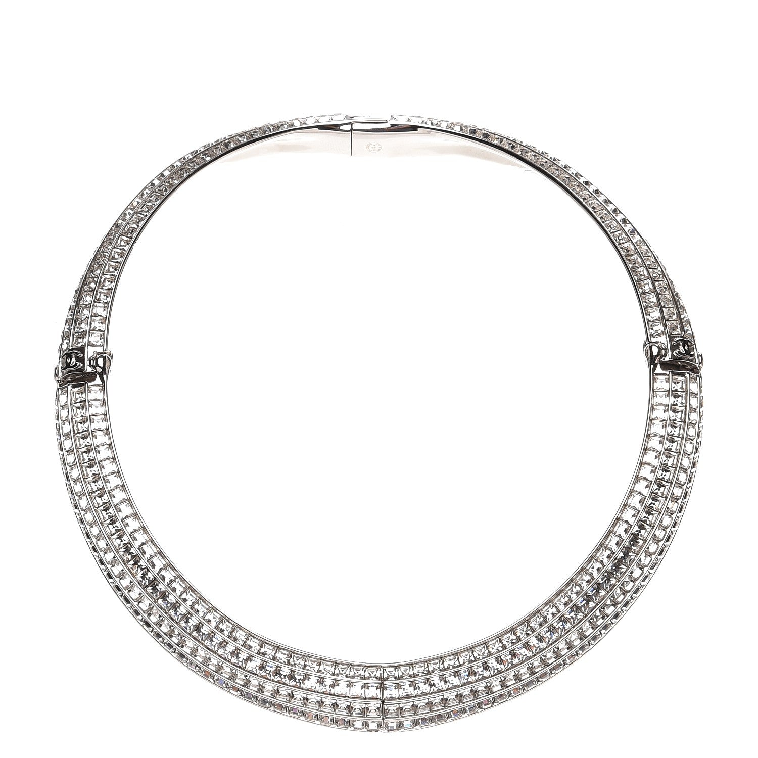 Chanel Crystal Choker Necklace Silver 1 of 5