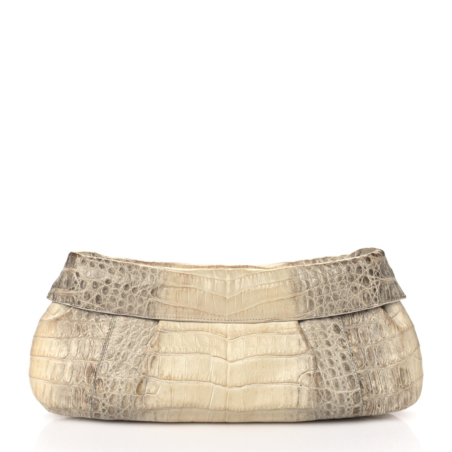 Crocodile Foldover Clutch Beige